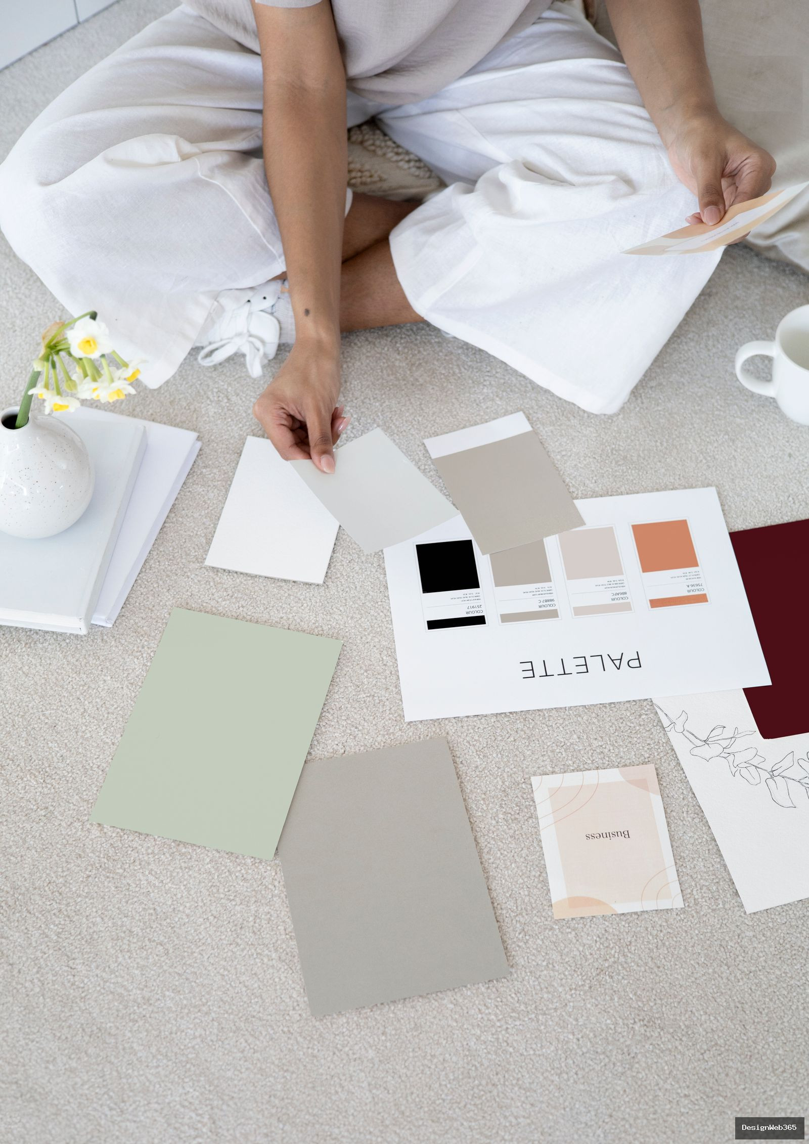 Designer sélectionnant des palettes de couleurs pour un projet de marque