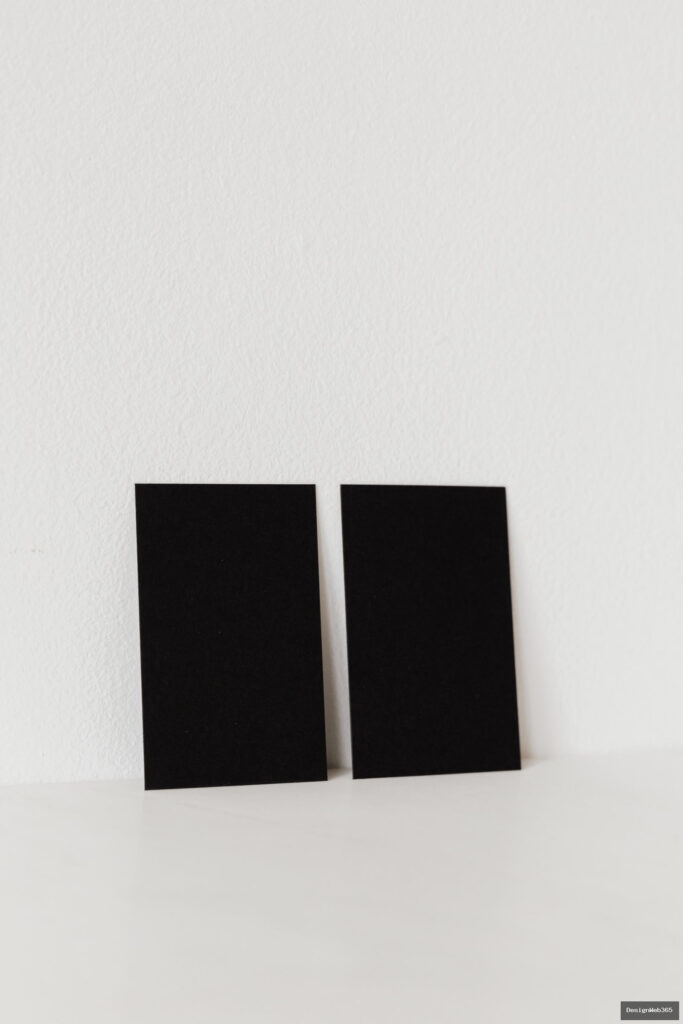 Cartes de visite noires minimalistes, identite de marque masculine
