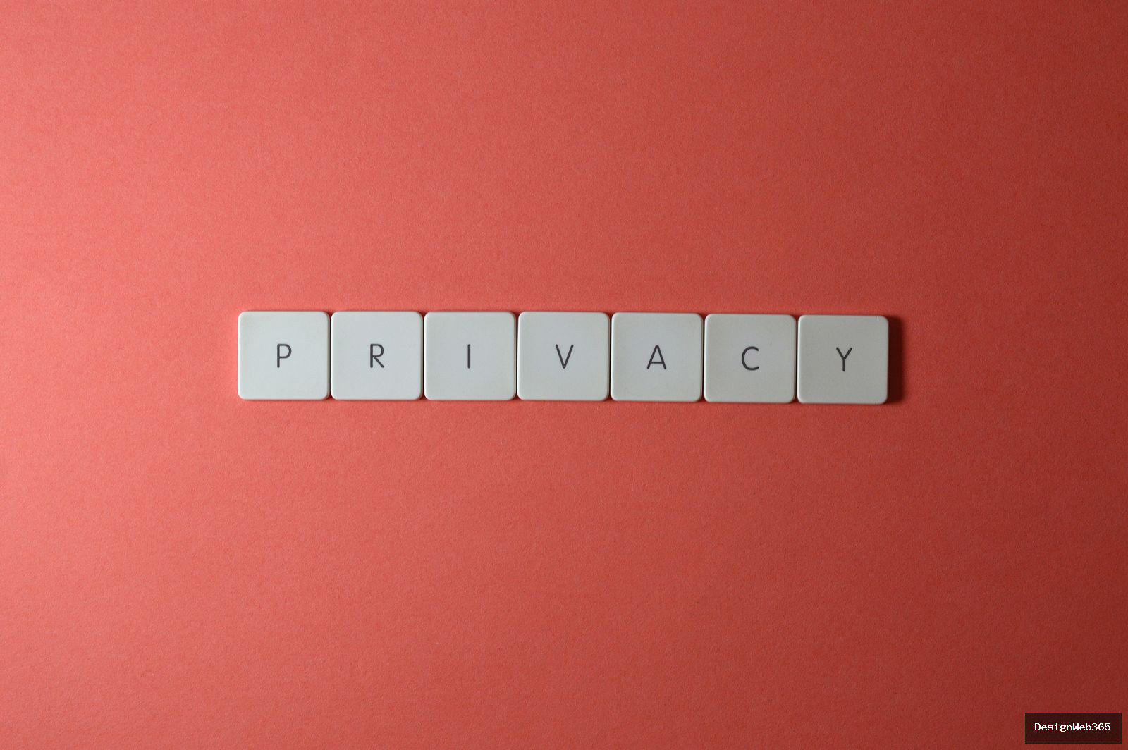 Touches de clavier blanches formant le mot PRIVACY sur fond rouge